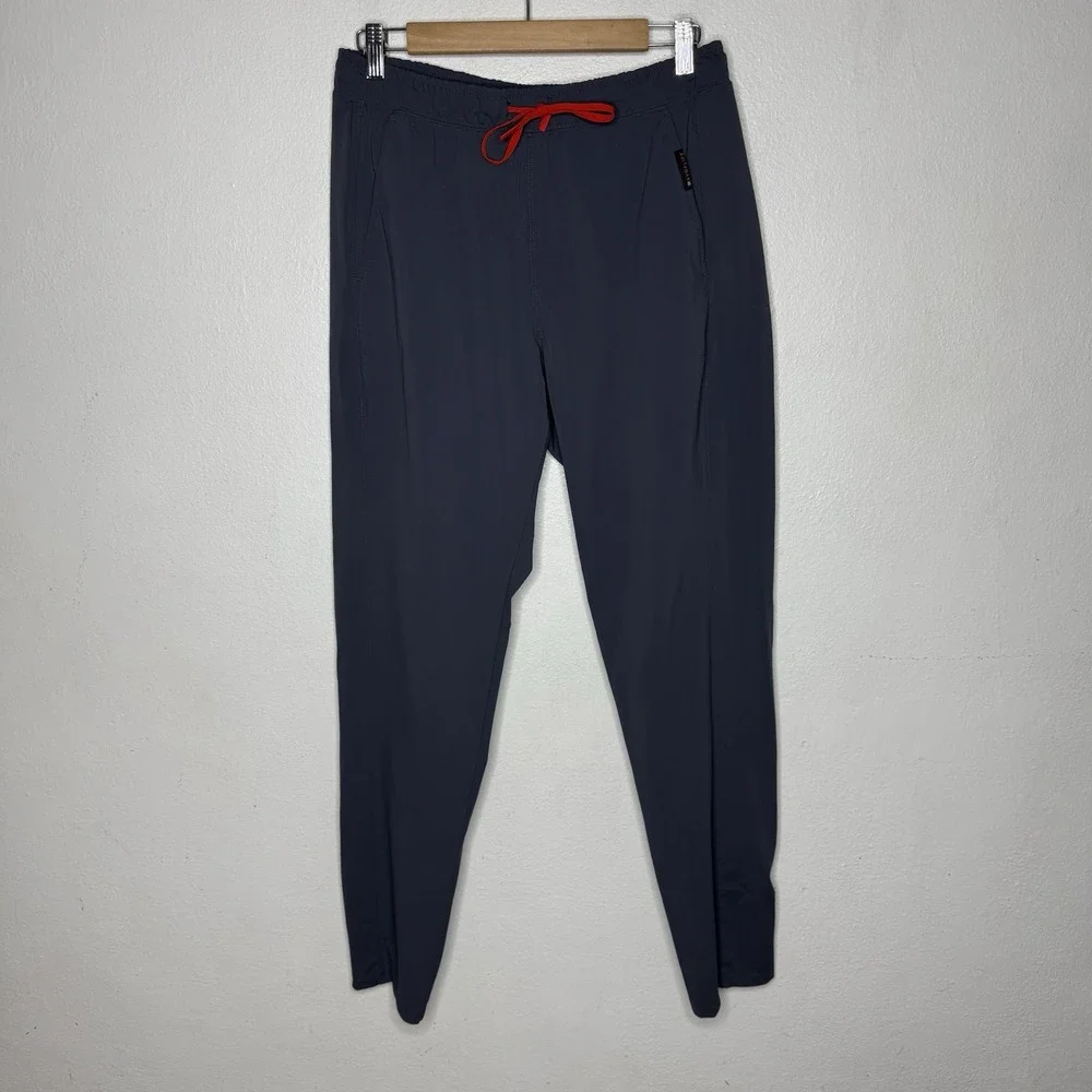 Wolaco Gray Red Drawstring Ankle Zip Athletic Pants Men's Medium